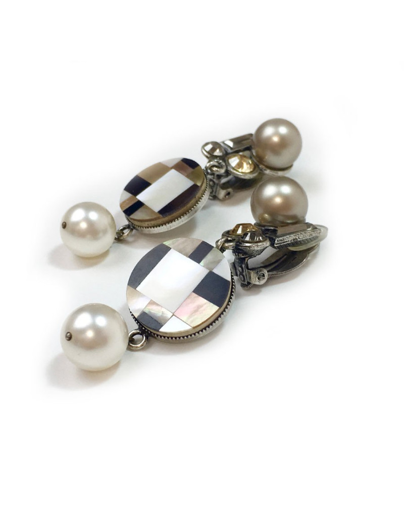 Boucles d'oreilles clips PHILIPPE FERRANDIS pendants