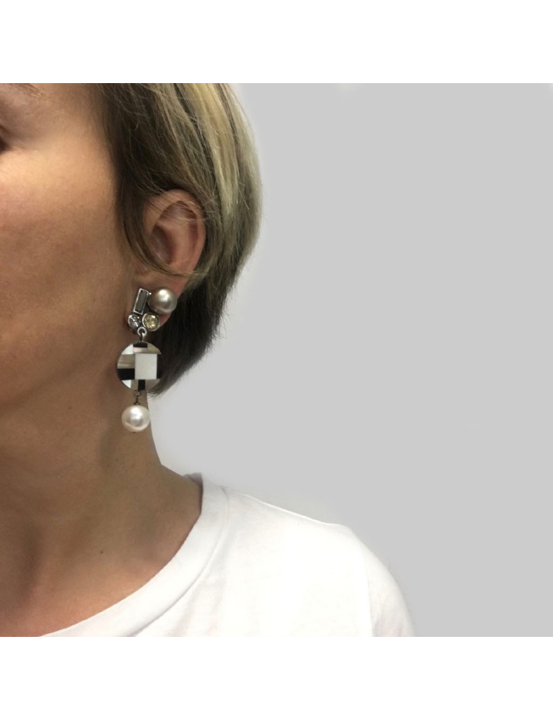 Boucles d'oreilles clips PHILIPPE FERRANDIS pendants