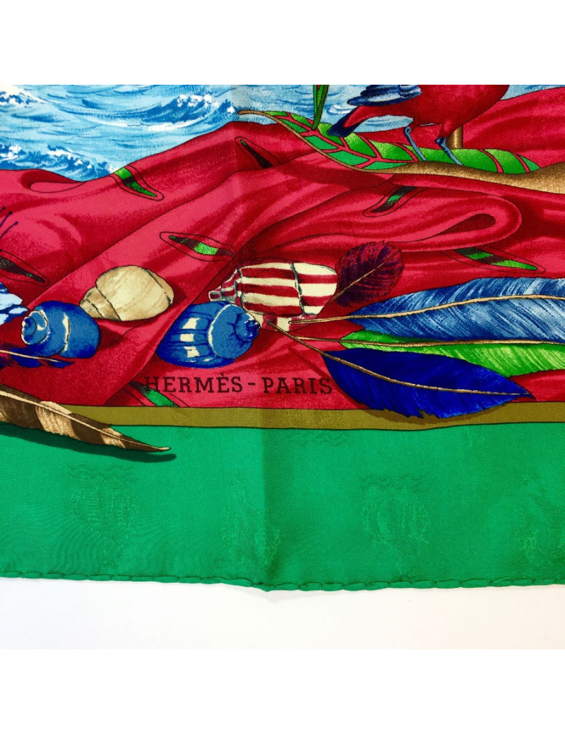 HERMES scarf Christophe Colomb découvre l'Amérique in multicolored silk