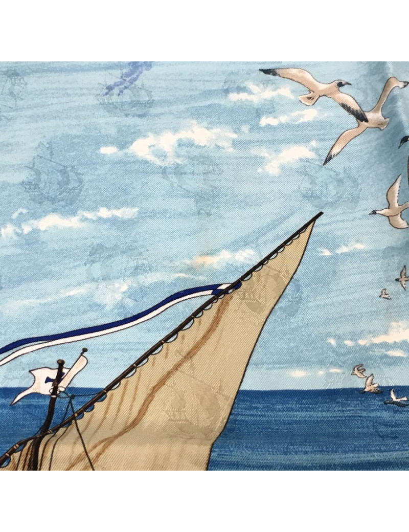 HERMES scarf Christophe Colomb découvre l'Amérique in multicolored silk