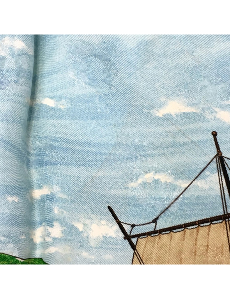 HERMES scarf Christophe Colomb découvre l'Amérique in multicolored silk