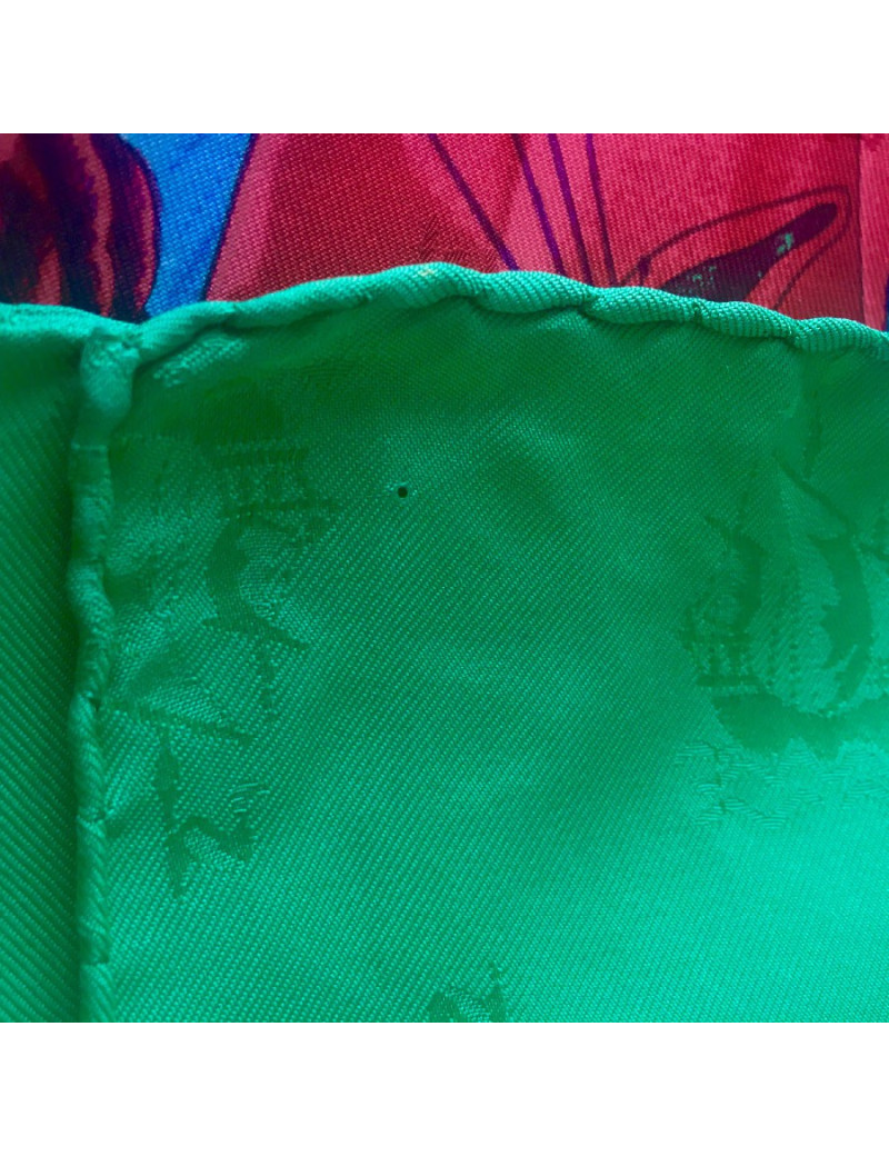 Carré HERMES "Christophe Colomb découvre l'Amérique" en soie damassée