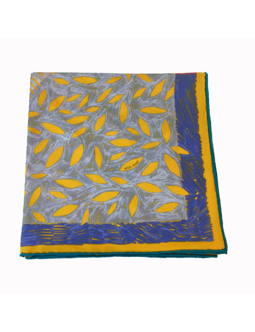 PRIX D'ACHAT Carré HERMES " Chacun fait son nid" en soie jaune d'or, vert et rouge