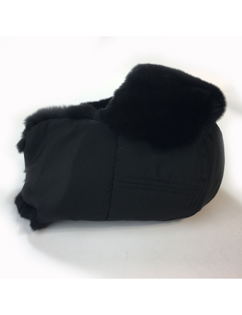 Cache col CHANEL en mohair et laine noir et camélias blancs