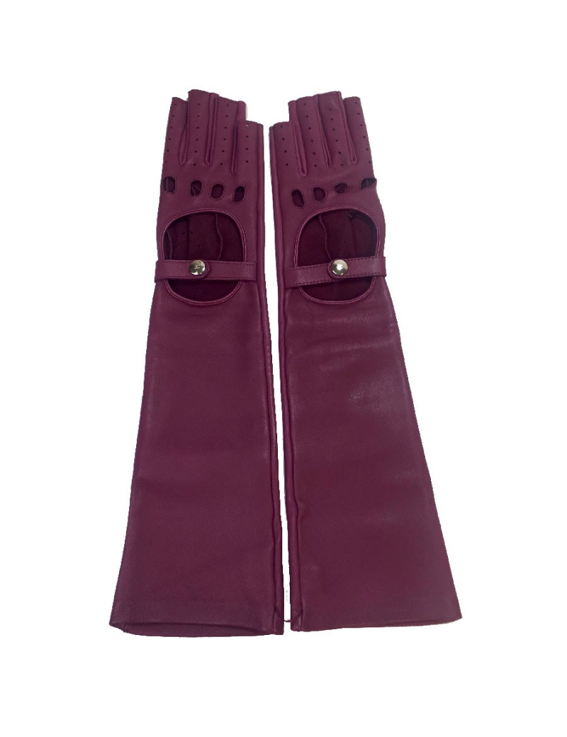 CHANEL long mittens in fuchsia lamb leather size 7,5 EU