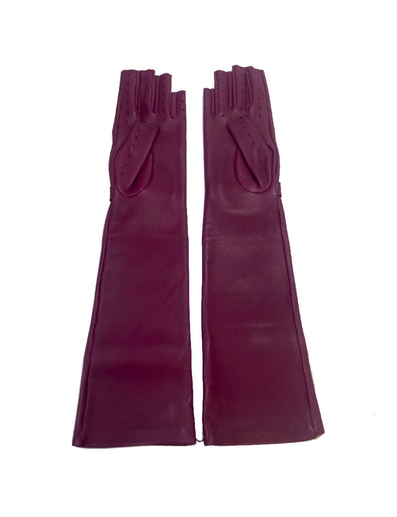 CHANEL long mittens in fuchsia lamb leather size 7,5 EU