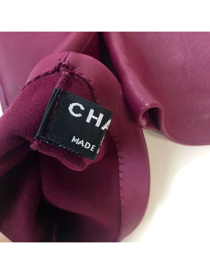 CHANEL long mittens in fuchsia lamb leather size 7,5 EU