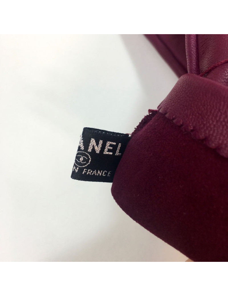 CHANEL long mittens in fuchsia lamb leather size 7,5 EU