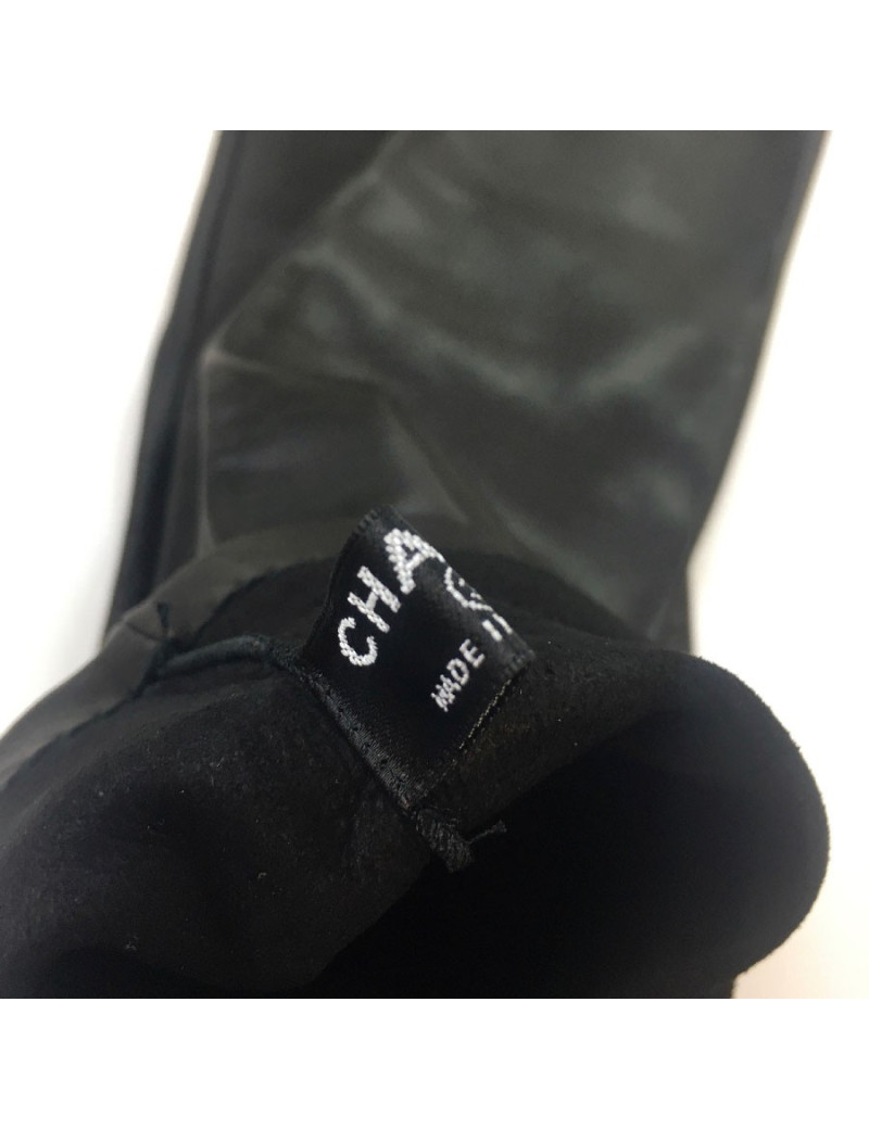 Longues mitaines CHANEL T7 en cuir d'agneau noir