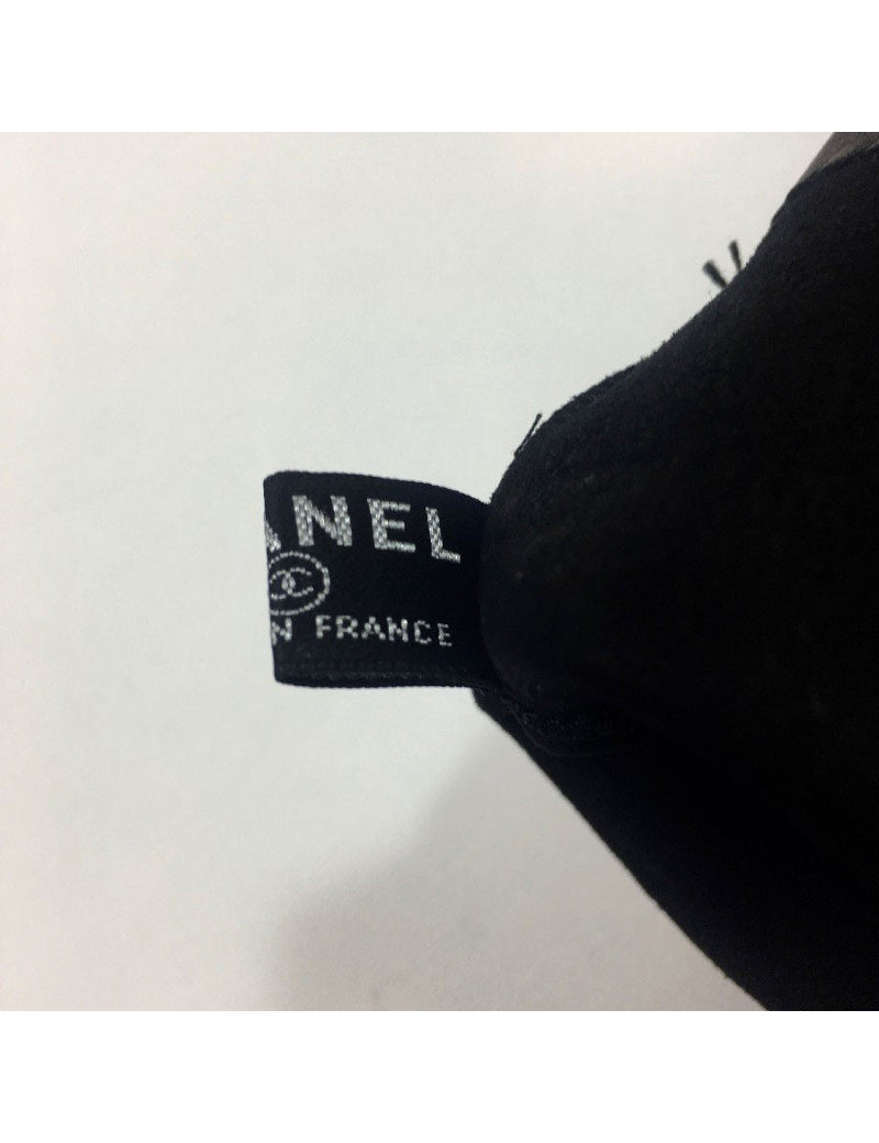 Longues mitaines CHANEL T7 en cuir d'agneau noir