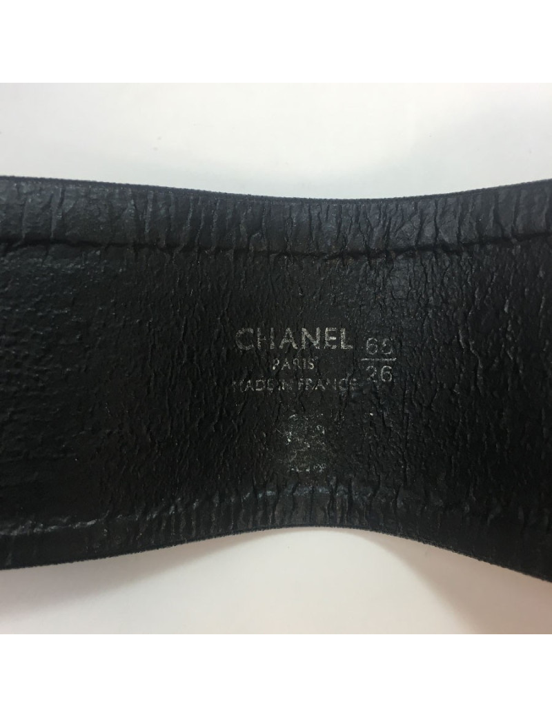 Ceinture CHANEL Vintage noire et métal doré