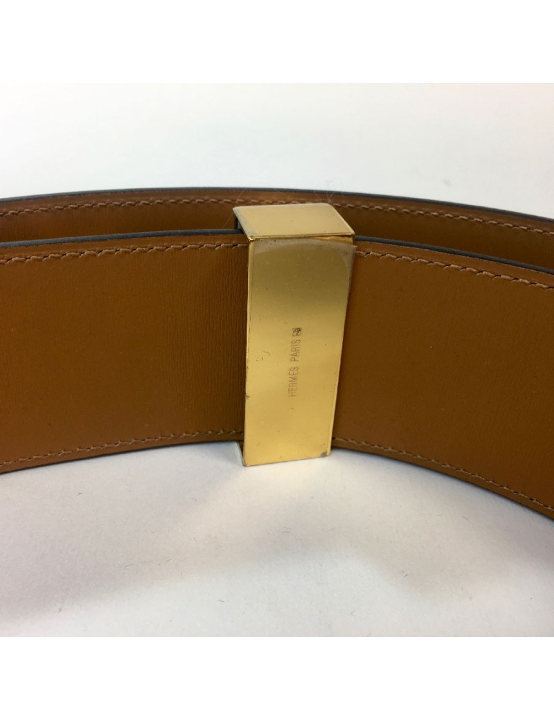 Ceinture HERMES T 90 collier de chien en cuir box noir 