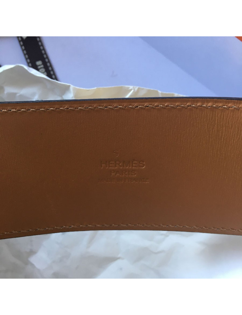 Ceinture HERMES T 90 collier de chien en cuir box noir 