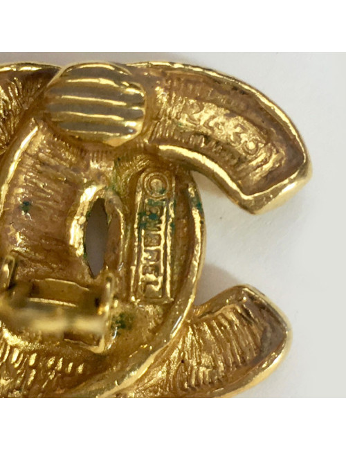 Boucles d'oreille clips CHANEL CC vintage dorés