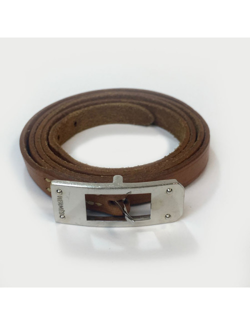 Bracelet HERMES lien en cuir naturel multi-tour