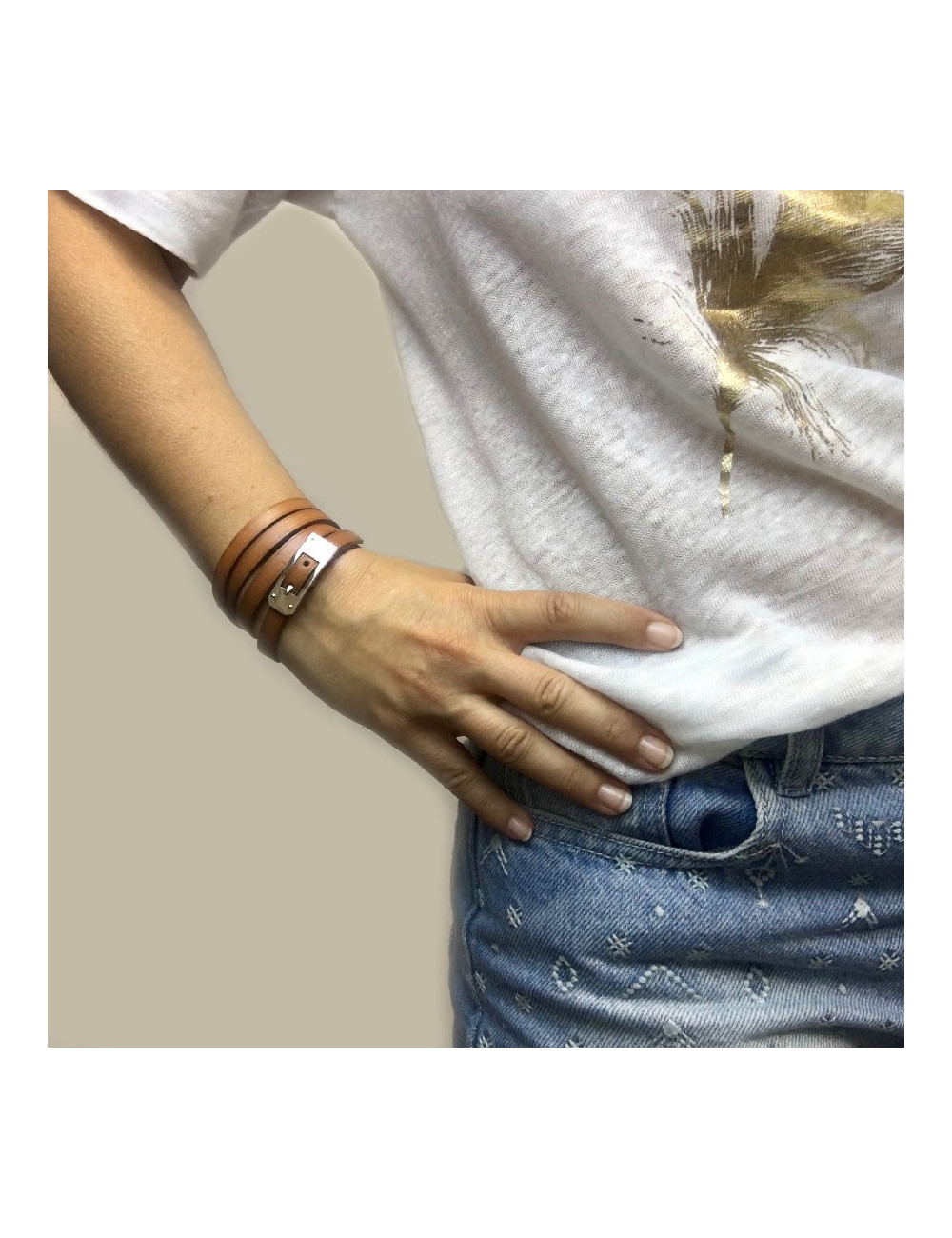 HERMES multi tour bracelet in natural leather