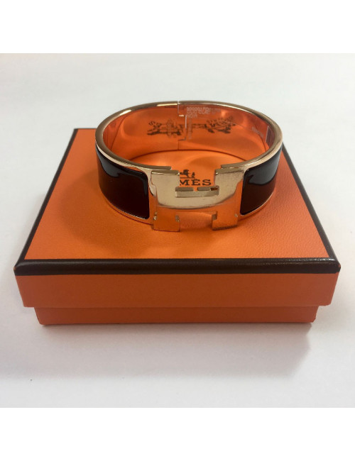 Bracelet clic clac HERMES émail noir