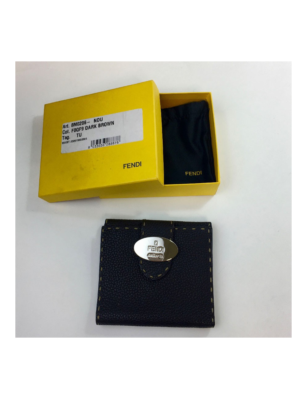 Portefeuille FENDI cuir taurillon marron foncé