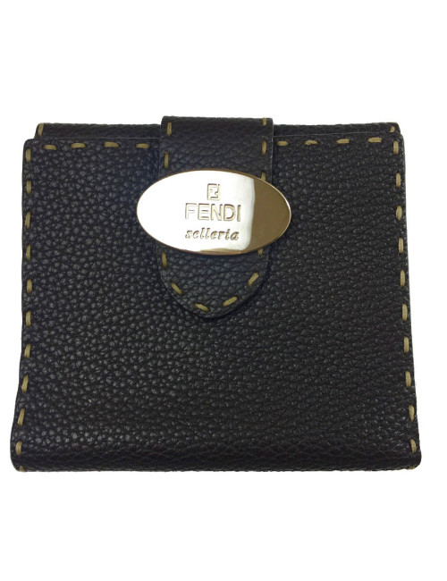 Portefeuille FENDI cuir taurillon marron foncé