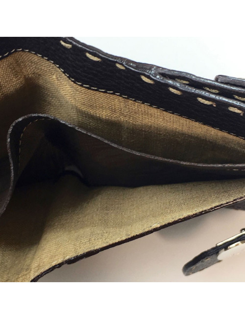 Portefeuille FENDI cuir taurillon marron foncé