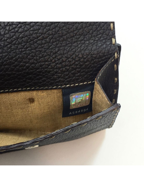Portefeuille FENDI cuir taurillon marron foncé