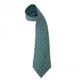 Cravate Hermès en soie bleue et rouge