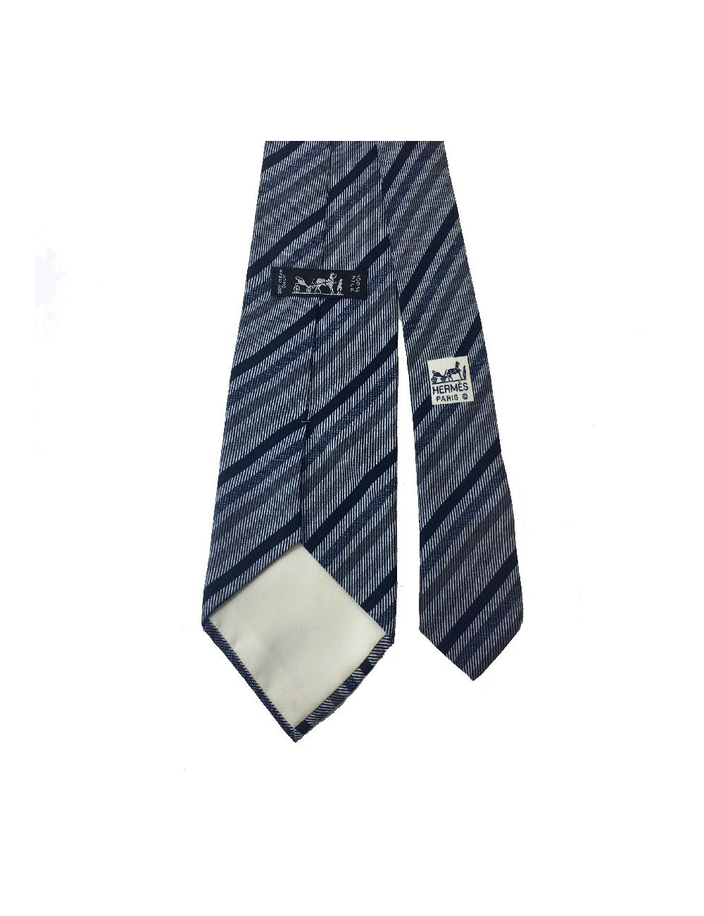 Cravate HERMES soie bleue et rouge