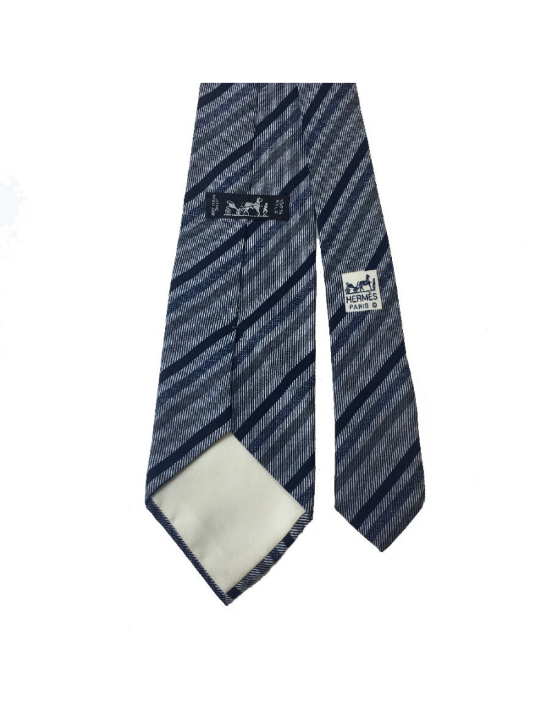Cravate HERMES soie bleue et rouge