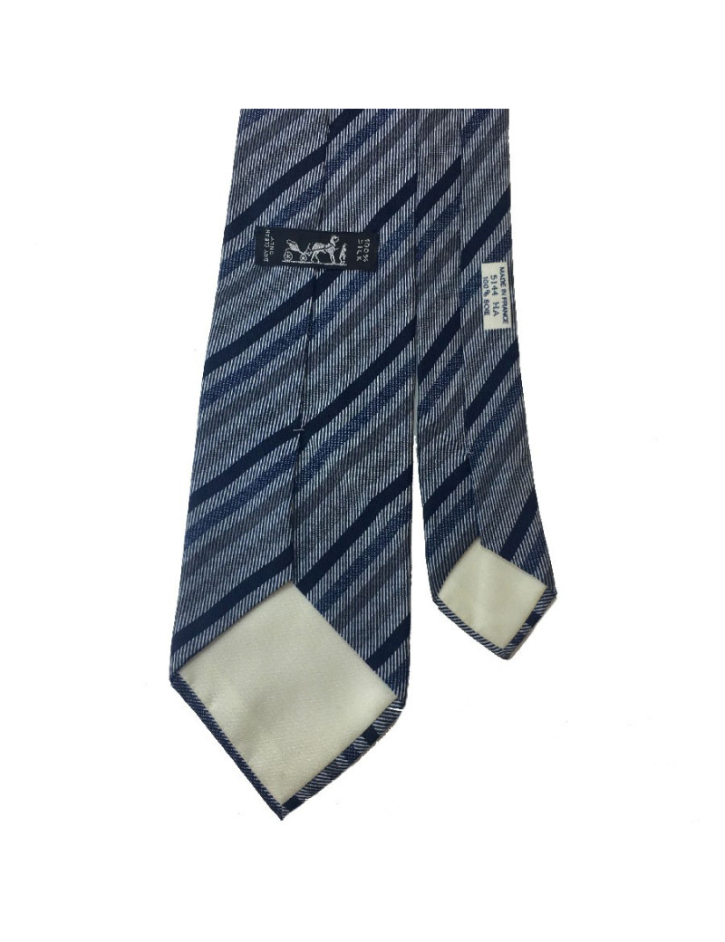 Cravate HERMES soie bleue et rouge