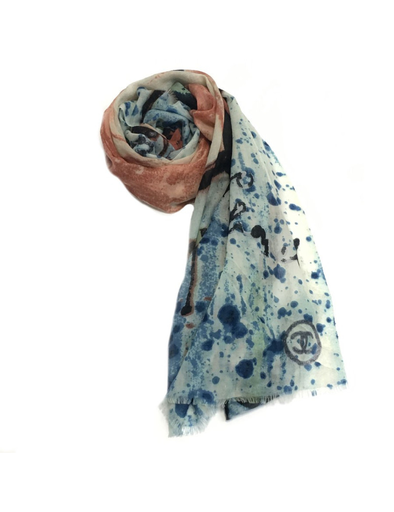 CHANEL graffiti shawl in cashmere