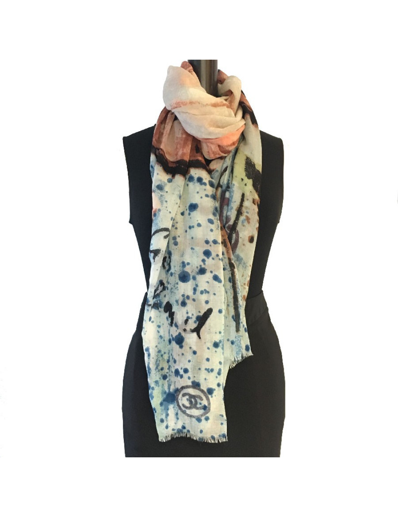 CHANEL graffiti shawl in cashmere
