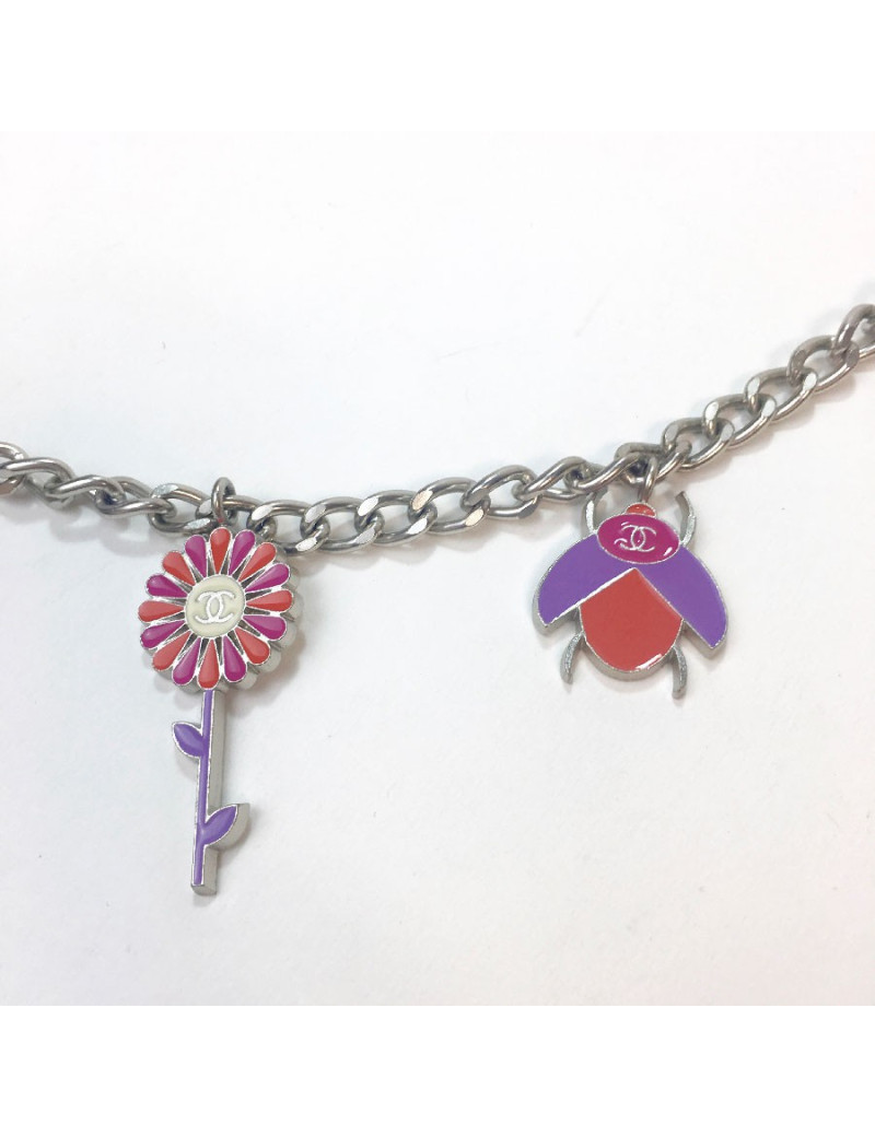 Ceinture CHANEL argentée avec charms