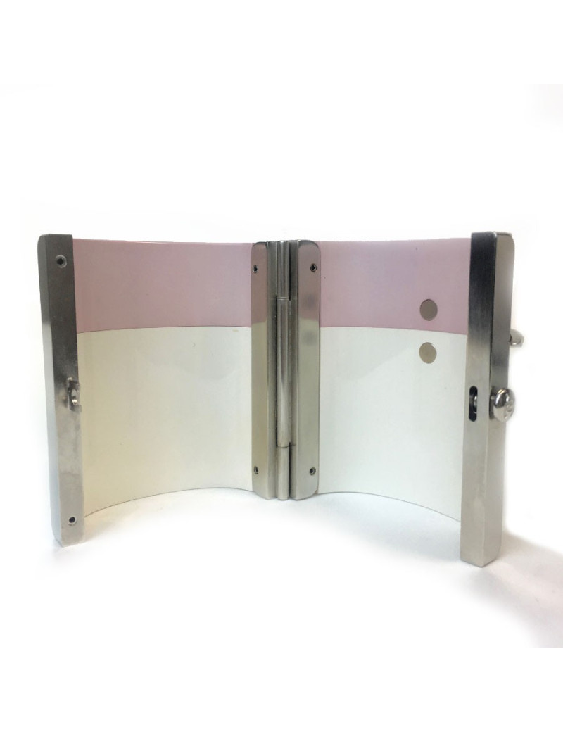 Manchette CHANEL en résine rose et blanc et strass