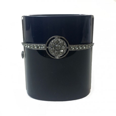 CHANEL blue and black cuff bracelet 
