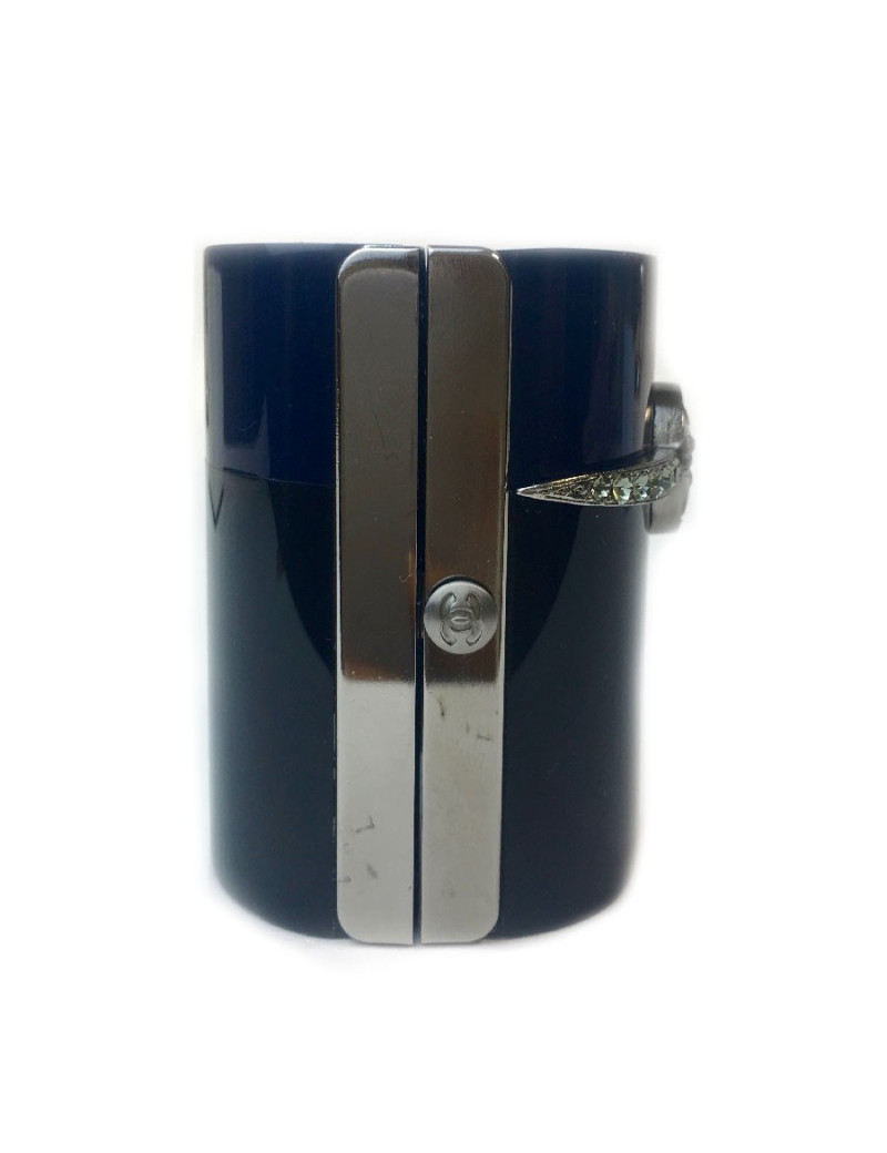 Manchette CHANEL bleu et noire et strass