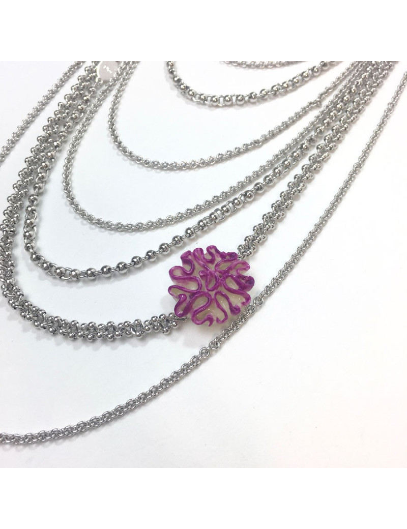 DIOR multi-row silver metal necklace