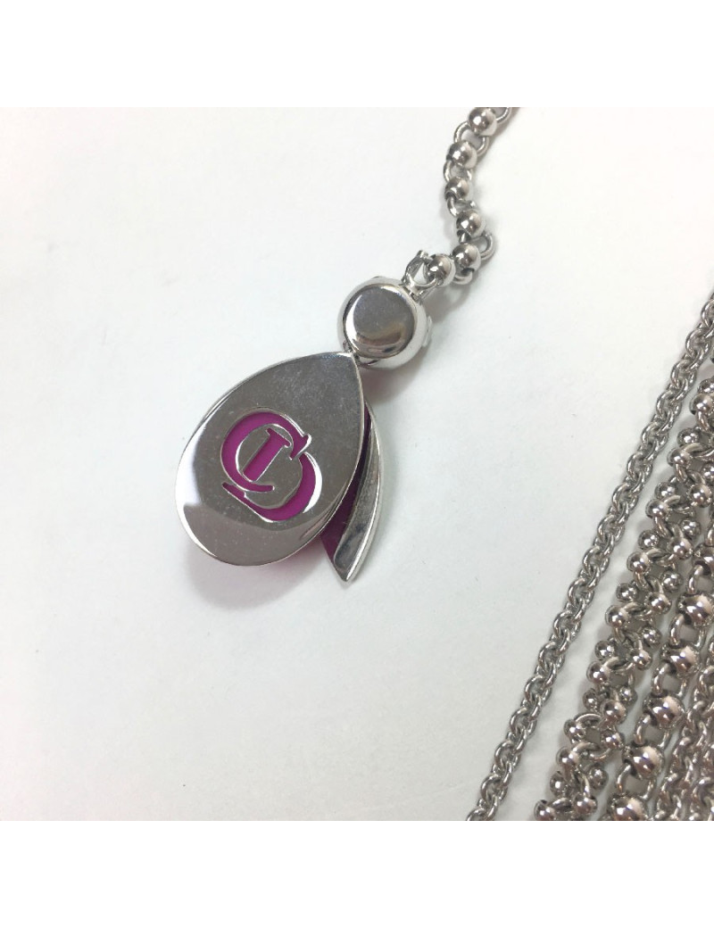DIOR multi-row silver metal necklace