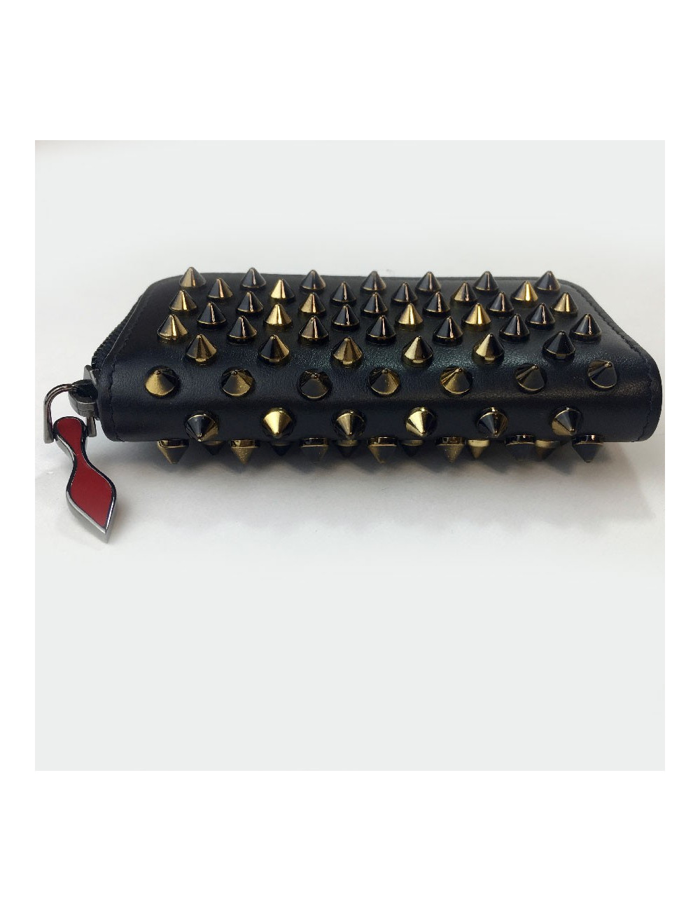 Porte-clés CHRISTIAN LOUBOUTIN clouté en cuir noir