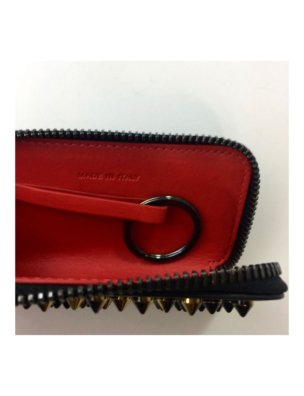 Porte-clés CHRISTIAN LOUBOUTIN clouté en cuir noir