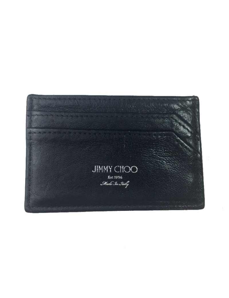 Porte-Cartes JIMMY CHOO clouté cuir noir 