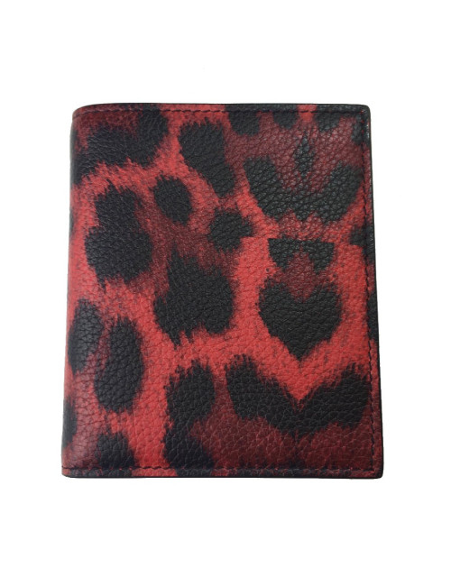 Portefeuille CHRISTIAN LOUBOUTIN en cuir rouge motif léopard