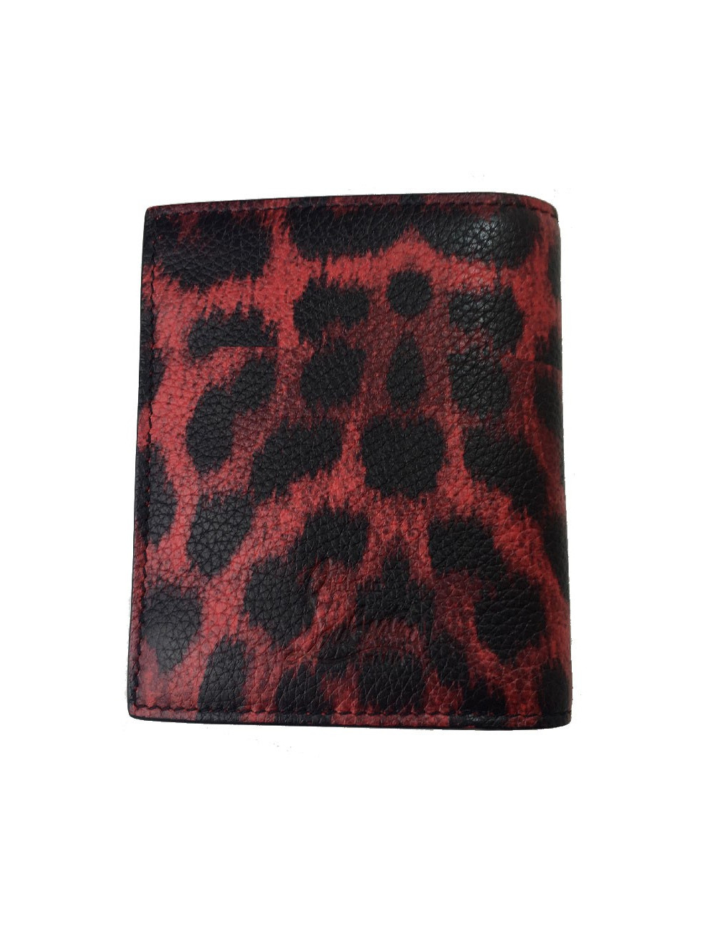 Portefeuille CHRISTIAN LOUBOUTIN en cuir rouge motif léopard