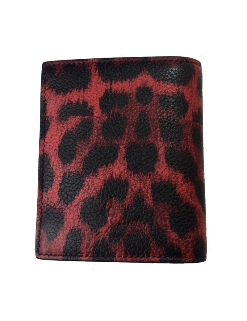 Portefeuille CHRISTIAN LOUBOUTIN en cuir rouge motif léopard