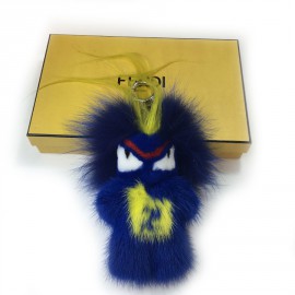 Bijou de sac FENDI Fendirumi Bug-Kun en vison bleu et jaune