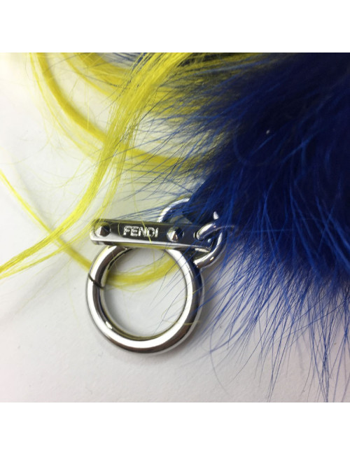Bijou de sac FENDI Fendirumi Bug-Kun en vison bleu et jaune