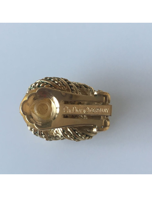 Boucles d'oreille clips CHRISTIAN DIOR vintage en métal doré