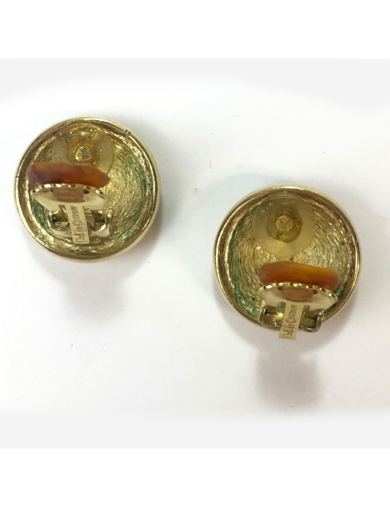 Boucles d'oreille clips CHRISTIAN DIOR vintage dorés