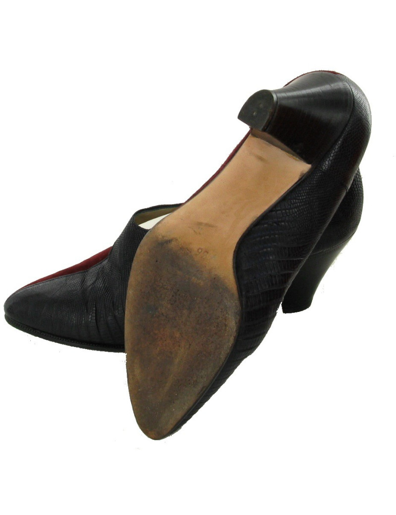 escarpins HERMES t 36 daim et lezard