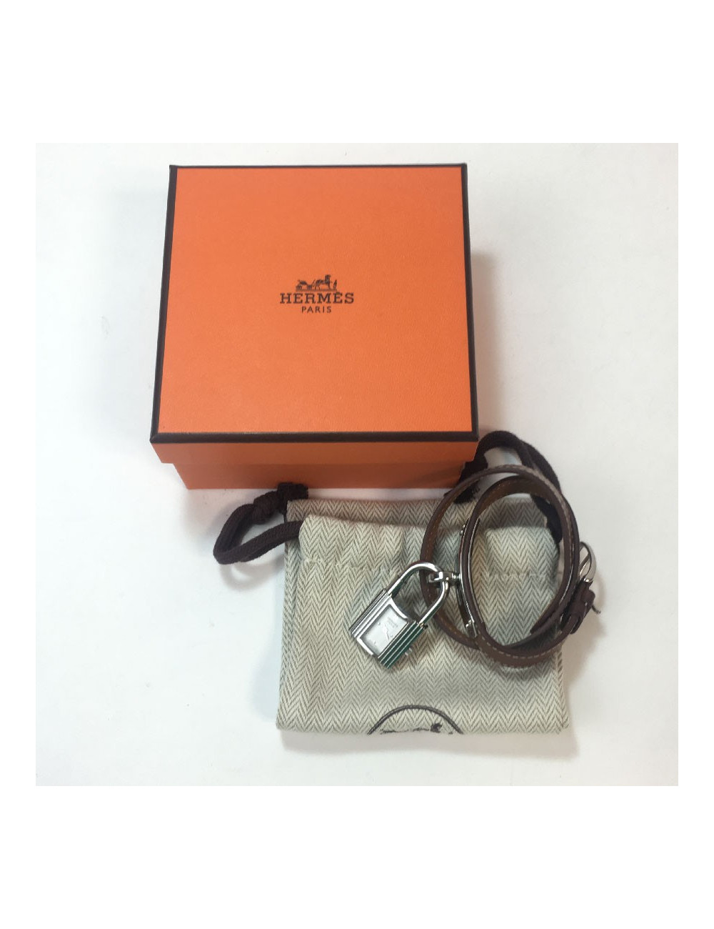 Montre Kelly HERMES bracelet double tour en veau barénia