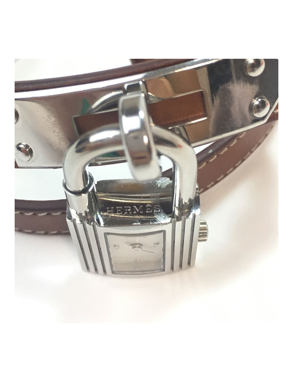 Montre Kelly HERMES bracelet double tour en veau barénia